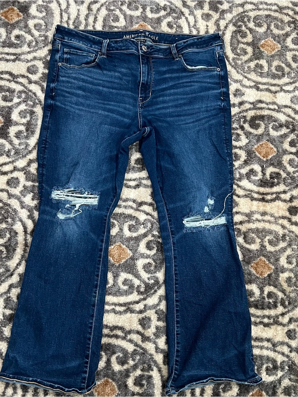 American Eagle Jeans Womens 20 Short Blue Skinny Kick Stretch Distressed Denim